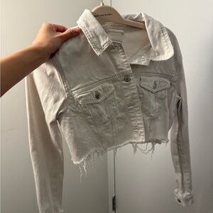 White crop denim jacket